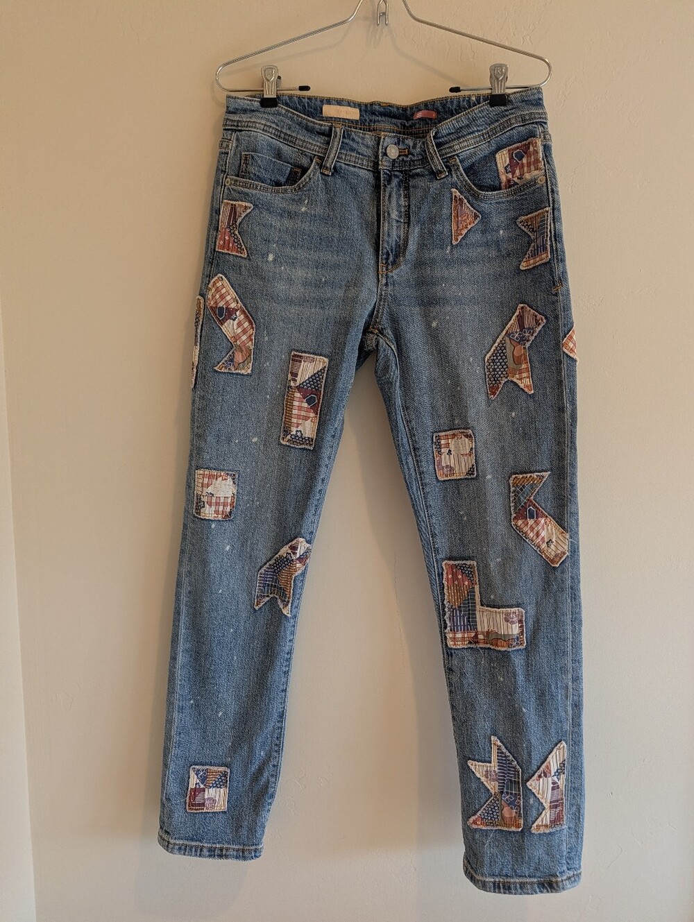 Anthropologie Pilcro Patchwork Splatter Slim Boyfriend Size 27